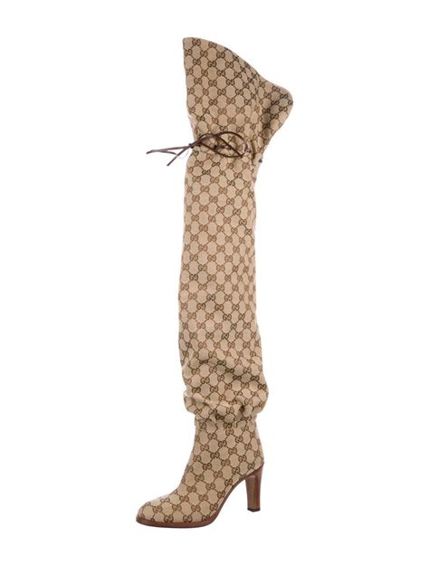 gucci monogram chelsea boot|Gucci print thigh high boots.